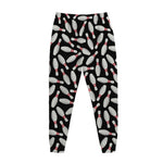 Black Bowling Pins Pattern Print Jogger Pants