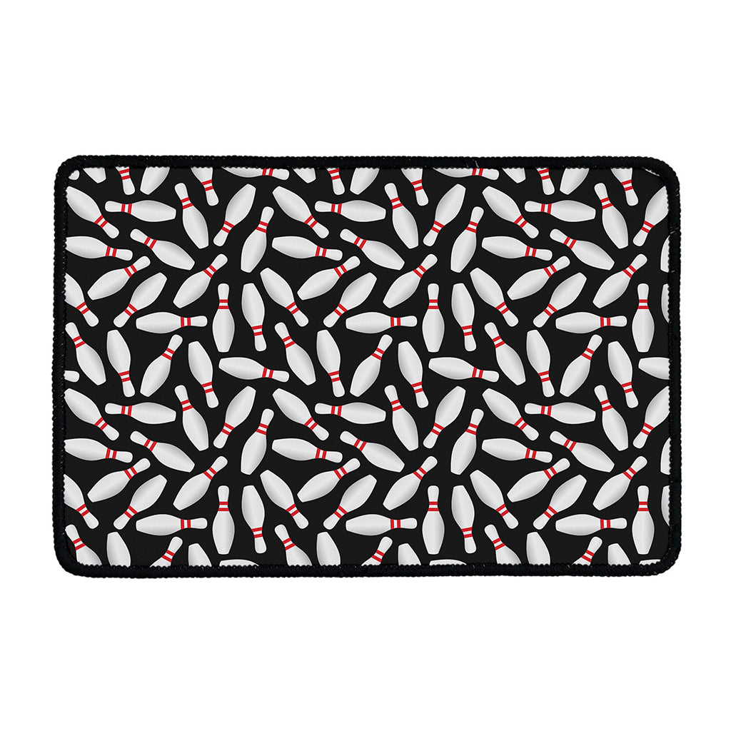 Black Bowling Pins Pattern Print Kitchen Mat