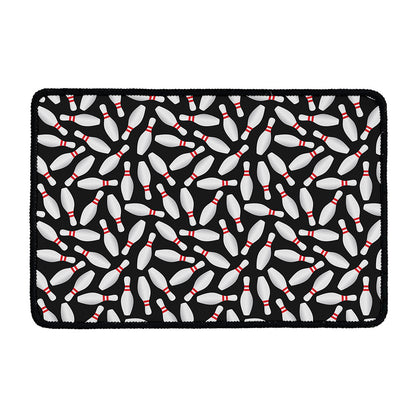 Black Bowling Pins Pattern Print Kitchen Mat