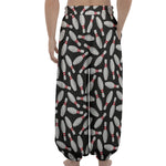Black Bowling Pins Pattern Print Lantern Pants