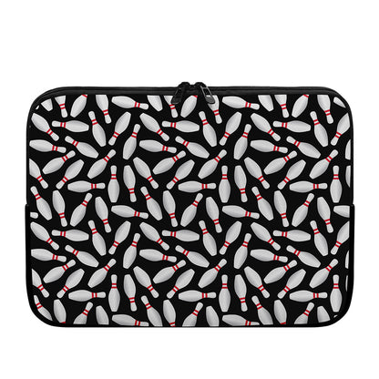 Black Bowling Pins Pattern Print Laptop Sleeve