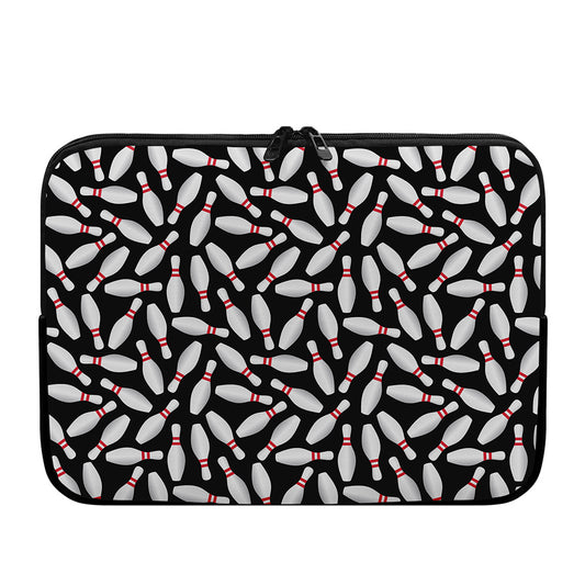 Black Bowling Pins Pattern Print Laptop Sleeve