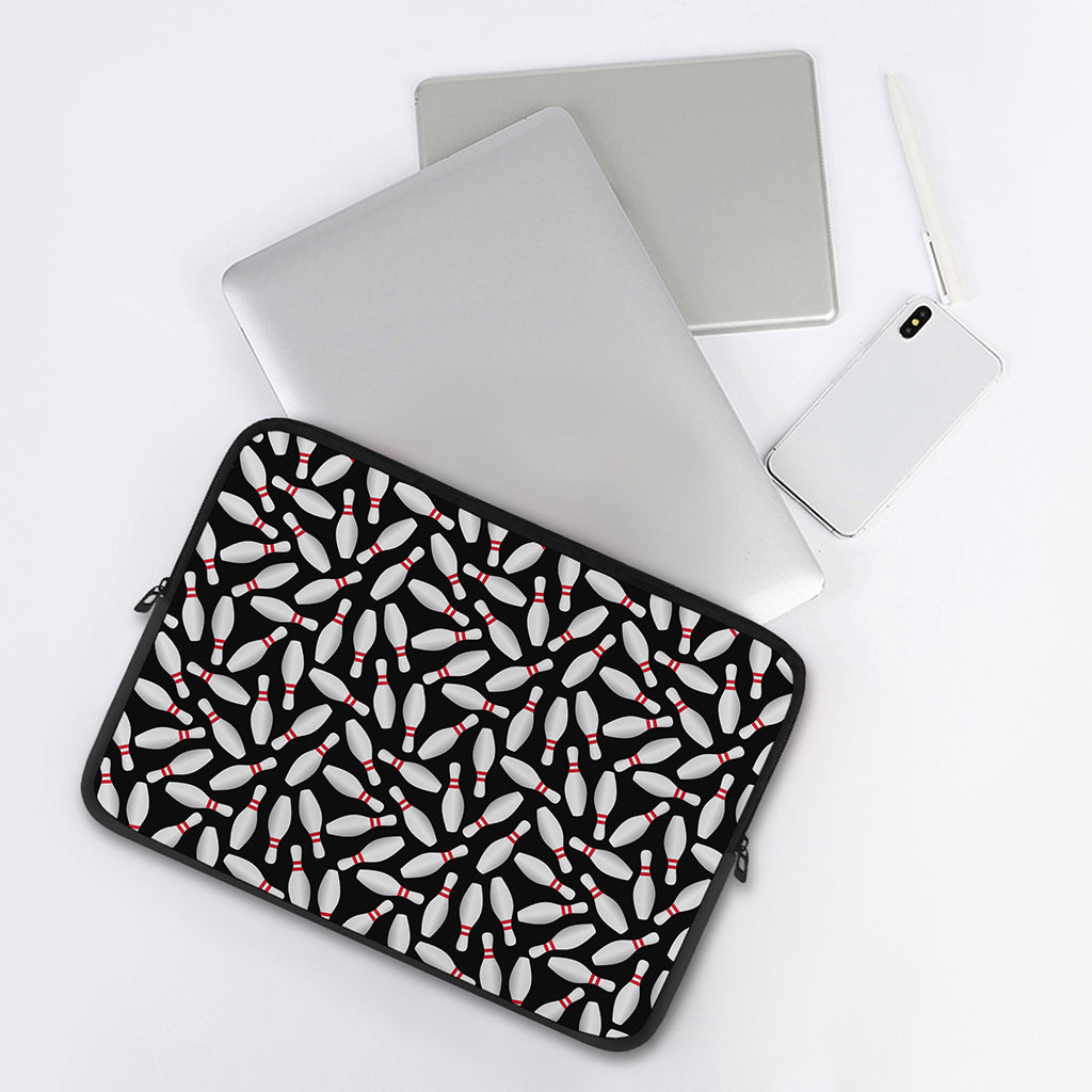 Black Bowling Pins Pattern Print Laptop Sleeve
