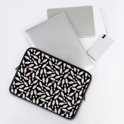 Black Bowling Pins Pattern Print Laptop Sleeve