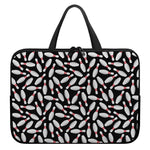 Black Bowling Pins Pattern Print Laptop Sleeve With Handle