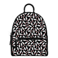 Black Bowling Pins Pattern Print Leather Backpack