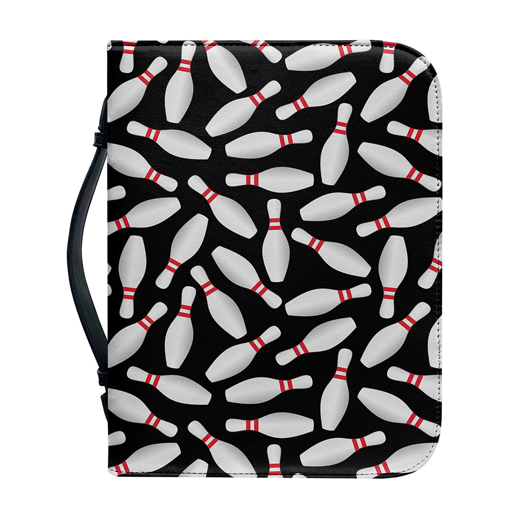 Black Bowling Pins Pattern Print Leather Bible Cover