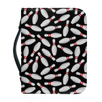 Black Bowling Pins Pattern Print Leather Bible Cover
