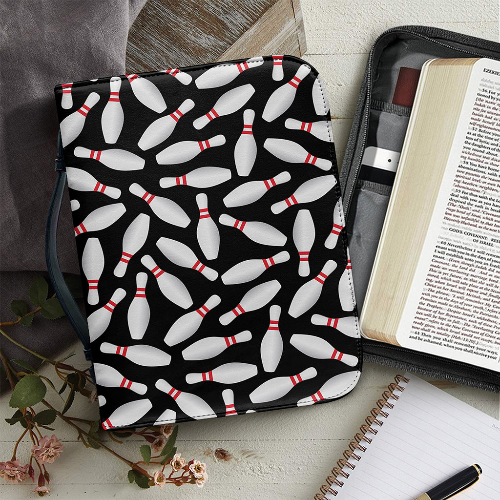 Black Bowling Pins Pattern Print Leather Bible Cover