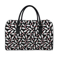Black Bowling Pins Pattern Print Leather Duffel Bag