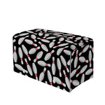 Black Bowling Pins Pattern Print Leather Tissue Box Cover