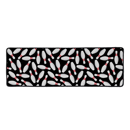 Black Bowling Pins Pattern Print Long Kitchen Mat