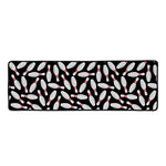 Black Bowling Pins Pattern Print Long Kitchen Mat