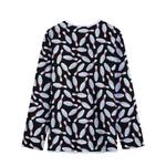 Black Bowling Pins Pattern Print Long Sleeve Short Coat