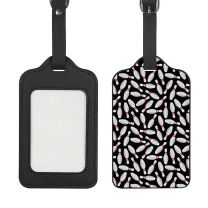 Black Bowling Pins Pattern Print Luggage Tag