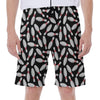 Black Bowling Pins Pattern Print Men's Beach Shorts