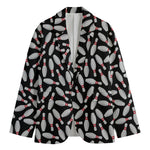Black Bowling Pins Pattern Print Men's Blazer