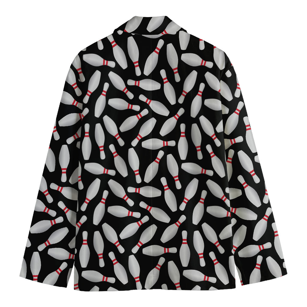 Black Bowling Pins Pattern Print Men's Blazer