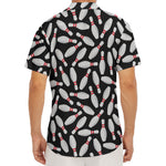 Black Bowling Pins Pattern Print Men's Deep V-Neck Shirt