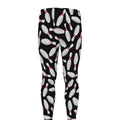 Black Bowling Pins Pattern Print Men's Leggings
