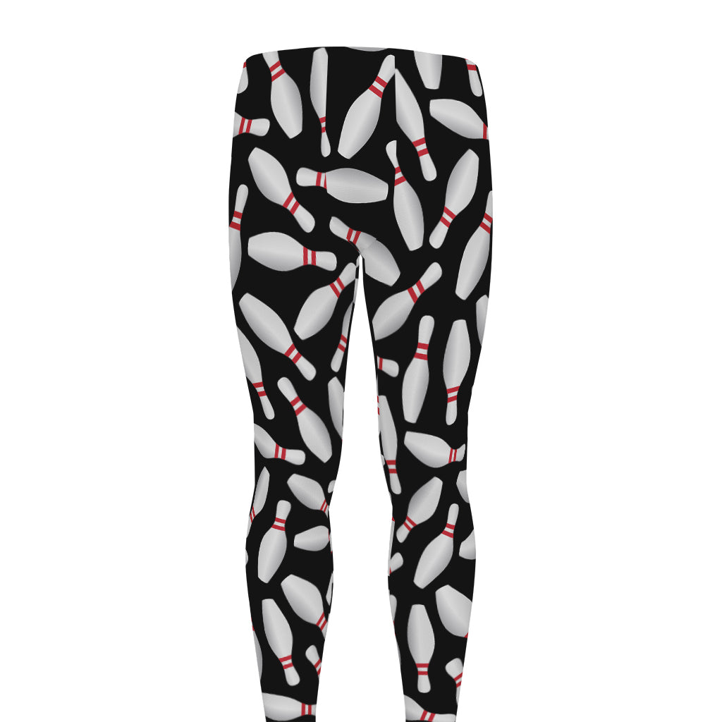 Black Bowling Pins Pattern Print Men's leggings