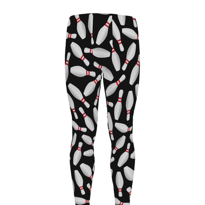 Black Bowling Pins Pattern Print Men's leggings