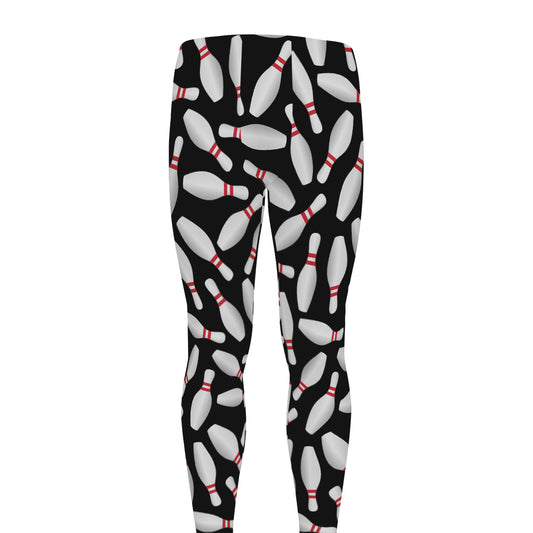 Black Bowling Pins Pattern Print Men's leggings