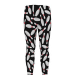 Black Bowling Pins Pattern Print Men's leggings