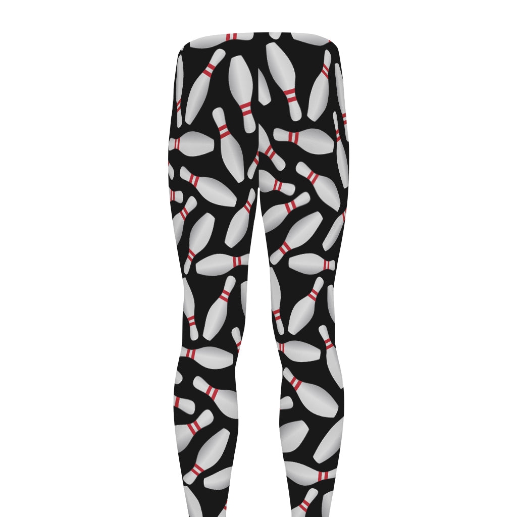 Black Bowling Pins Pattern Print Men's leggings