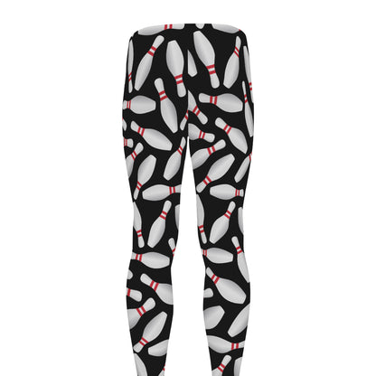Black Bowling Pins Pattern Print Men's leggings