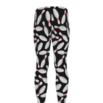 Black Bowling Pins Pattern Print Men's leggings