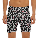 Black Bowling Pins Pattern Print Men's Long Boxer Briefs