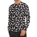 Black Bowling Pins Pattern Print Men's Long Sleeve Rash Guard