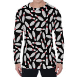 Black Bowling Pins Pattern Print Men's Long Sleeve T-Shirt