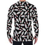 Black Bowling Pins Pattern Print Men's Long Sleeve T-Shirt