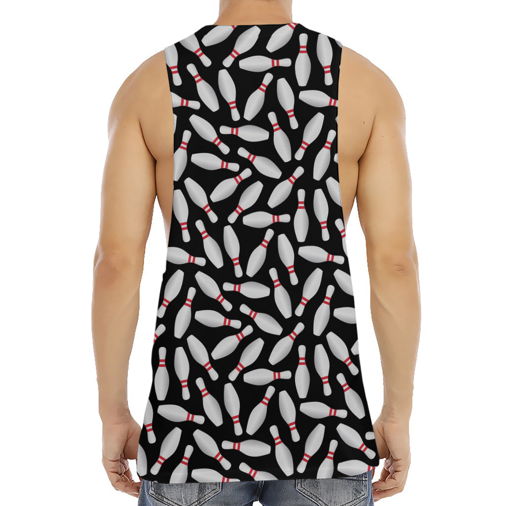 Black Bowling Pins Pattern Print Men's Muscle Tank Top