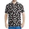 Black Bowling Pins Pattern Print Men's Polo Shirt