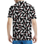 Black Bowling Pins Pattern Print Men's Polo Shirt