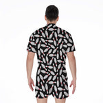 Black Bowling Pins Pattern Print Men's Rompers