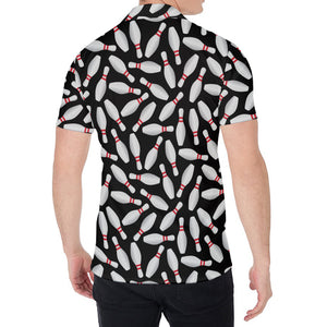 Black Bowling Pins Pattern Print Men's Shirt