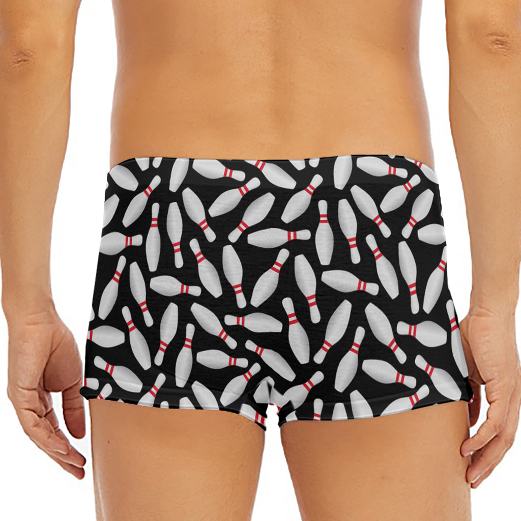 Black Bowling Pins Pattern Print Men's Short Boxer Briefs