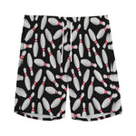 Black Bowling Pins Pattern Print Men's Sports Shorts