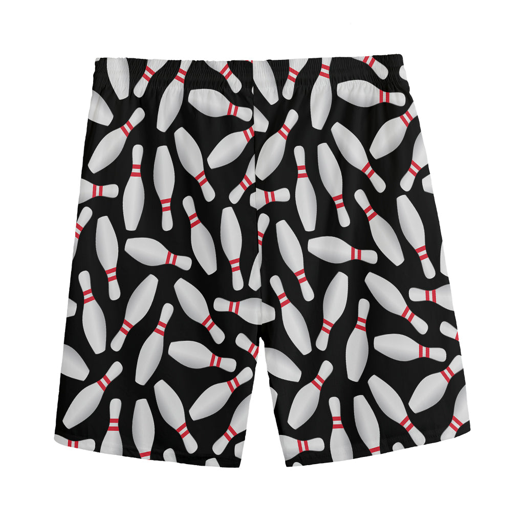 Black Bowling Pins Pattern Print Men's Sports Shorts