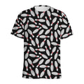 Black Bowling Pins Pattern Print Men's Athletic T-Shirt