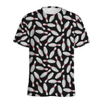Black Bowling Pins Pattern Print Men's Sports T-Shirt