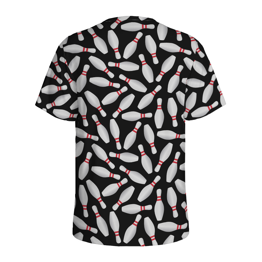 Black Bowling Pins Pattern Print Men's Sports T-Shirt