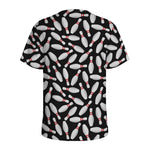 Black Bowling Pins Pattern Print Men's Sports T-Shirt