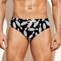 Black Bowling Pins Pattern Print Men's Swim Briefs