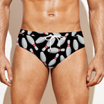 Black Bowling Pins Pattern Print Men's Swim Briefs