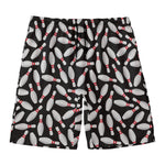 Black Bowling Pins Pattern Print Men's Swim Trunks